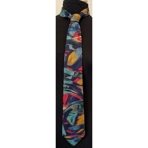 90’s Vintage ‘Land’s End’ Abstract Multicolor Print Silk Tie